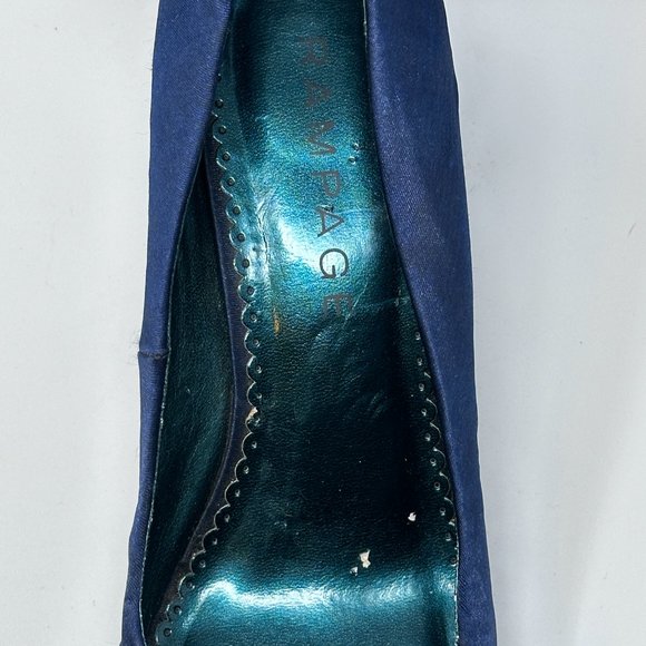 Rampage Kandice Blue Open Toe Fabric Tuxedo Bow Heels Size 8 - Picture 7 of 10